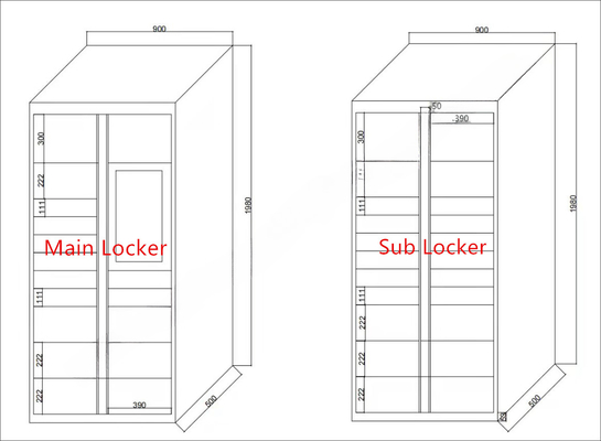 H1980mm Outdoor Smart Electric Locker Dengan Layar 10 inci Dan Ukuran Pintu Yang Berbeda