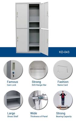 Perabotan Sekolah 185cm tinggi 0.16 CBM Metal Wardrobe Cabinet