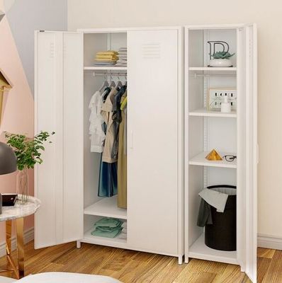 White Armoires 900 Width Metal Wardrobe Cabinet Dengan Kaki
