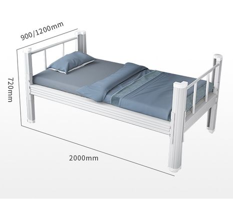 Perabotan Rumah Disesuaikan H720mm Metal Single Bed Heavy Duty Single Steel Bed