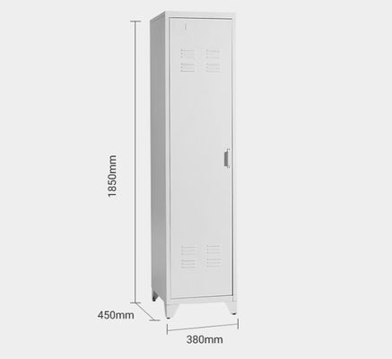 Tinggi 1850mm Steel Storage Locker Flat Packing 0,05 CBM Single Door Standing Legs